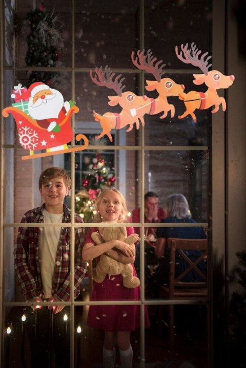 Naklejka na szybę na okno świąteczna dekoracyjna Mikołaj święta zestaw XXL mix