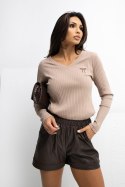 Bluzka Model RV-BZ-A1056.11 Dark Beige - Rue Paris