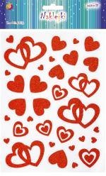 Naklejki serca z brokatem rozm. 15 x 20cm NK-7209