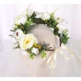 Wianek, opaska do włosów z kwiatów, delikatny wianuszek BOHO W105