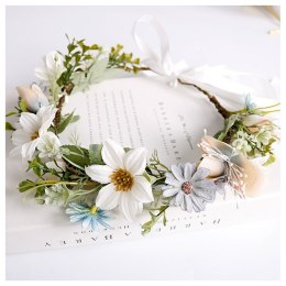 Wianek, opaska do włosów z kwiatów, delikatny wianuszek BOHO W107