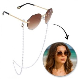 Łańcuszek do okularów białe koraliki LDK14