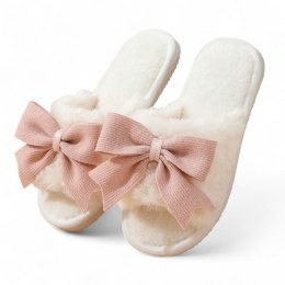 Ciepłe kapcie z kokardą ocieplane, antypoślizgowe PAN06R39, rozmiar 39