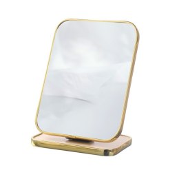 Lusterko kosmetyczne stojące drewniane, prostokątne, złota ramka 15 x 20cm L19