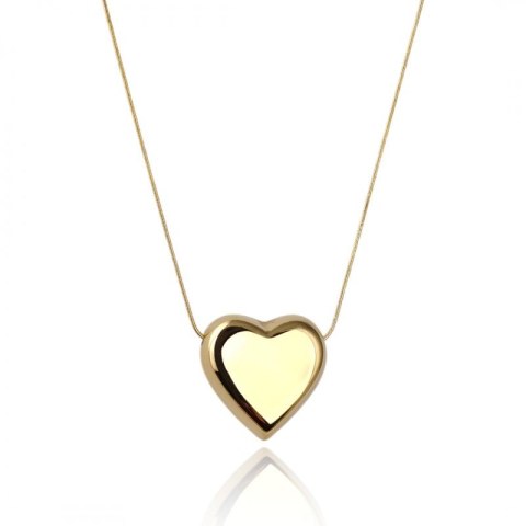Naszyjnik SERCE stal szlachetna pozłacana 14k złotem, żyłka NST2177