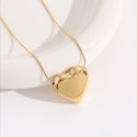 Naszyjnik SERCE stal szlachetna pozłacana 14k złotem, żyłka NST2177