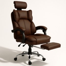 Fotel biurowy obrotowy Directo z podnóżkiem - Brązowy ciemny MATERIAŁ KO49BR