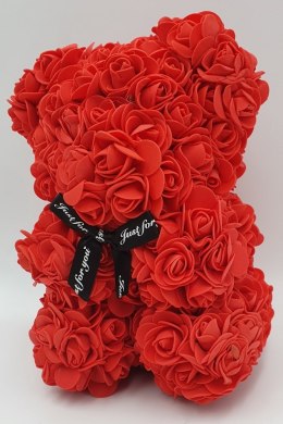 Miś z różyczek 25cm Czerwony