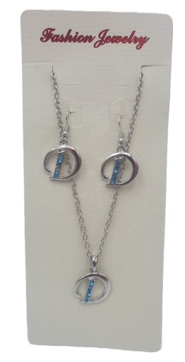 Naszyjnik + kolczyki litera D