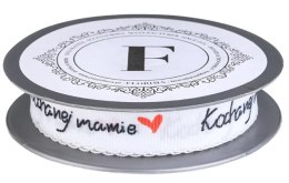 Wstążka 2cm x 10mb biało czerwono czarna 