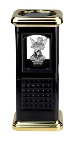 Znicz solarny czarny kapliczka aniołek