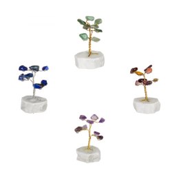 Drzewko szczęścia. 8 kamieni szlachetnych, różne rodzaje. Średnica 4 cm wys. 6 cm.