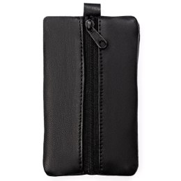 Etui na klucze ze skóry naturalnej w czarnym kolorze zamykane suwakiem KC-02-PDM BLACK