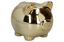 Skarbonka ceramiczna świnka 10x9x10,5cm ZŁOTA