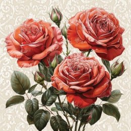 Serwetki 33 x 33 cm czerwone róże 20szt. KW-126